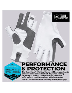 Guantes de Pesca Tough Outdoors - Sin Dedos, UPF 50+, Negro 2