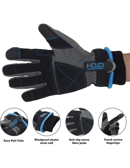 Guantes de Trabajo Impermeables Handlandy XL Azul Térmicos