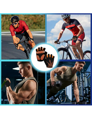 Guantes de Ciclismo MOREOK Unisex Naranja 5MM Gel Antideslizante