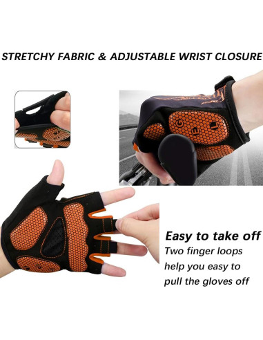 Guantes de Ciclismo MOREOK Unisex Naranja 5MM Gel Antideslizante