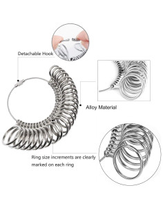 Kit de Medición de Tamaño de Anillo Yzzyemn 31 PZS Acero Inoxidable 2