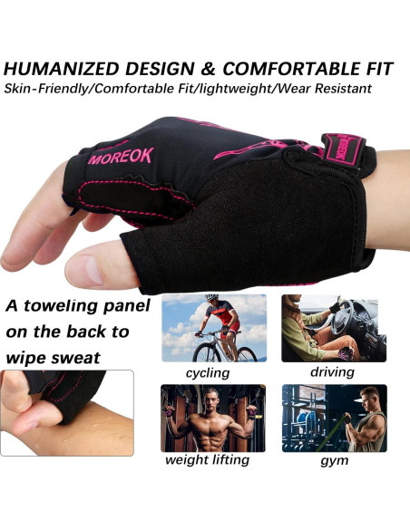 Guantes de Ciclismo MOREOK Unisex Rosa 5MM Almohadilla Gel