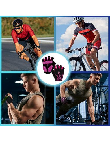 Guantes de Ciclismo MOREOK Unisex Rosa 5MM Almohadilla Gel