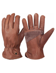 Guantes de Trabajo de Cuero Marrón Retro NN101L - Unisex