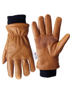 Guantes de trabajo de cuero marrón retro NN101L - Unisex