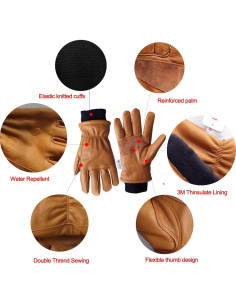 Guantes de trabajo de cuero marrón retro NN101L - Unisex 2