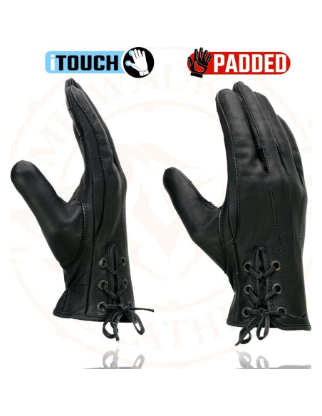 Guantes de Moto Milwaukee Leather MG7770 Mujer Cuero Negro