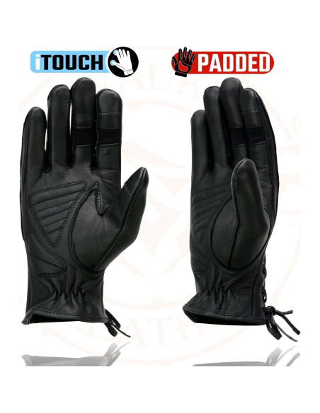 Guantes de Moto Milwaukee Leather MG7770 Mujer Cuero Negro