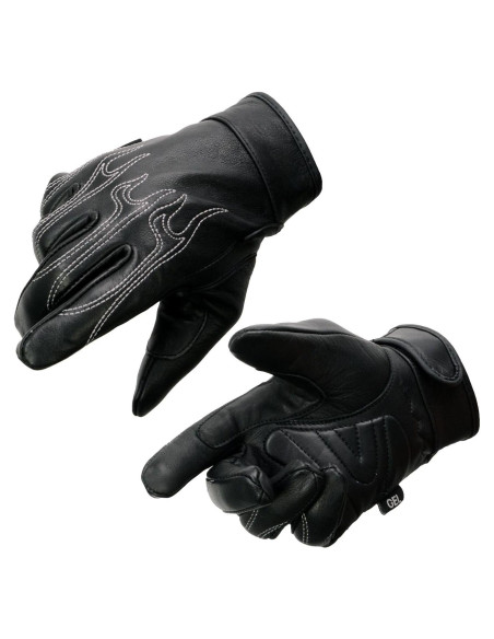 Guantes de Cuero Negro Milwaukee Leather SH820 con Palma de Gel