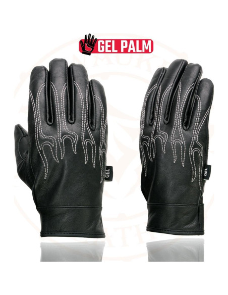 Guantes de Cuero Negro Milwaukee Leather SH820 con Palma de Gel