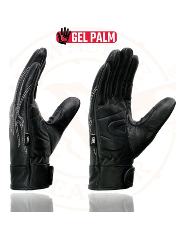 Guantes de Cuero Negro Milwaukee Leather SH820 con Palma de Gel