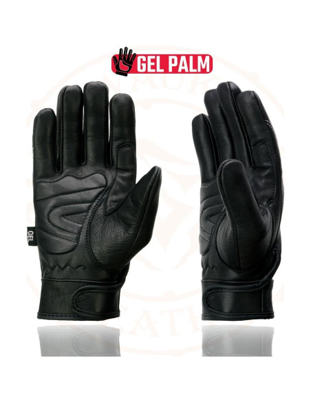 Guantes de Cuero Negro Milwaukee Leather SH820 con Palma de Gel