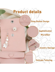 Bolsas de Joyería de Viaje Molain, 12 Piezas Microfibra Rosa 2