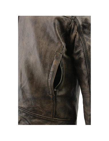 Chaqueta de motocicleta cuero marrón Milwaukee 3X grande