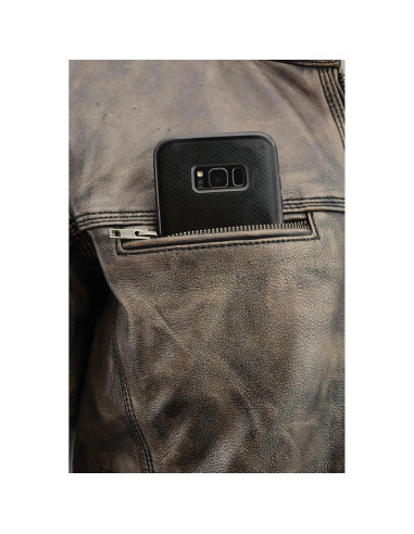 Chaqueta de motocicleta cuero marrón Milwaukee 3X grande