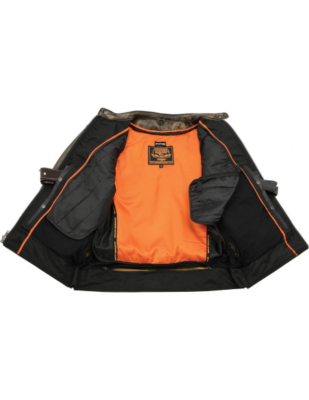 Chaqueta de motocicleta cuero marrón Milwaukee 3X grande