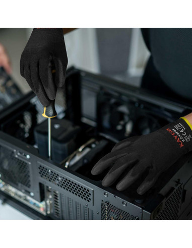 Guantes de Trabajo KAYGO KG15P 12 Pares PU Negro Pequeño