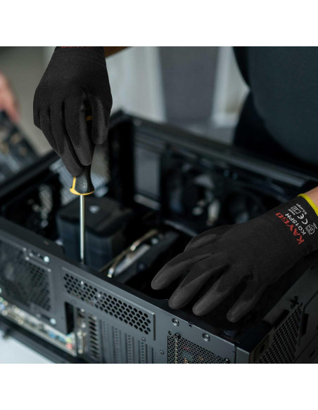 Guantes de Trabajo KAYGO KG15P 12 Pares PU Negro Pequeño