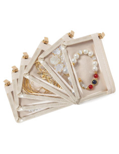 6 Bolsas de Joyería de Viaje FREEAMG Beige con Cremallera