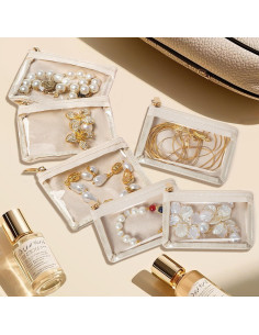 6 Bolsas de Joyería de Viaje FREEAMG Beige con Cremallera 2