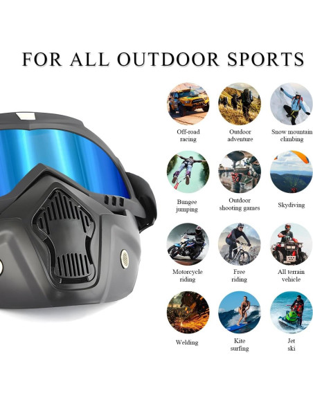 Gafas de Motocross DXNQ Azul Hielo Anti-UV Ajustables