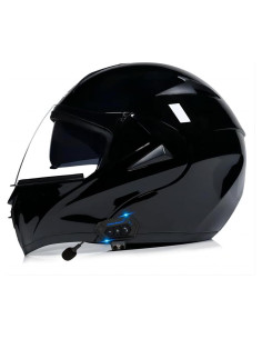 Casco Modular Horudot 808 Doble Visera Negro Brillante