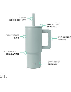 Taza Simple Modern Trek 24 oz Verde Mar con Asa y Tapa 2