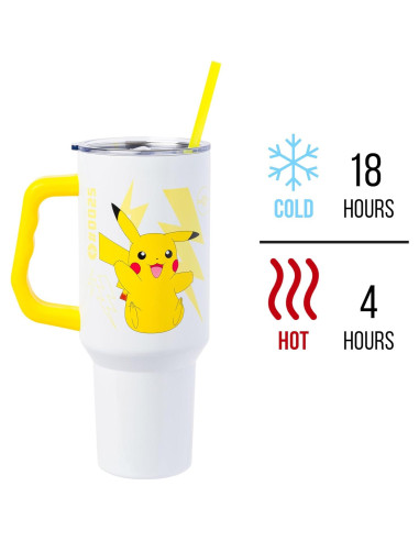 Vaso Térmico Acero Inoxidable Silver Buffalo Pikachu 1.18L