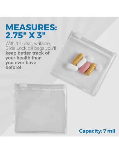 Bolsas de Pouch para Pastillas MEDca - 12 Pcs Reutilizables