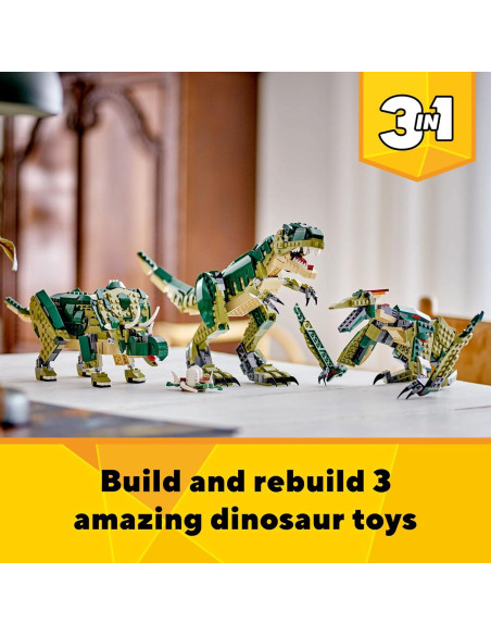 LEGO Creator 3 en 1 T-Rex, Triceratops y Pterodáctilo - 626 Piezas