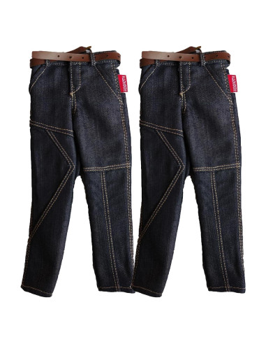 2 Pantalones Jeans Clásicos Azul para Muñeco 1/6 SSbeauty