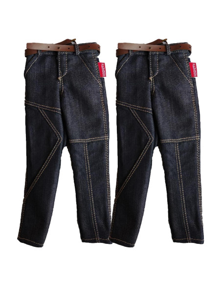 2 Pantalones Jeans Clásicos Azul para Muñeco 1/6 SSbeauty