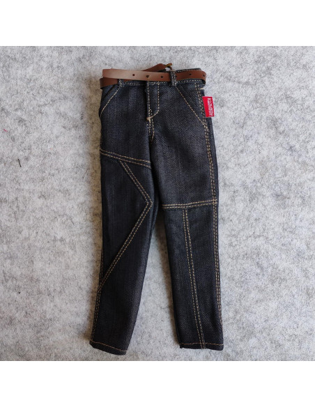 2 Pantalones Jeans Clásicos Azul para Muñeco 1/6 SSbeauty