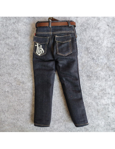 2 Pantalones Jeans Clásicos Azul para Muñeco 1/6 SSbeauty