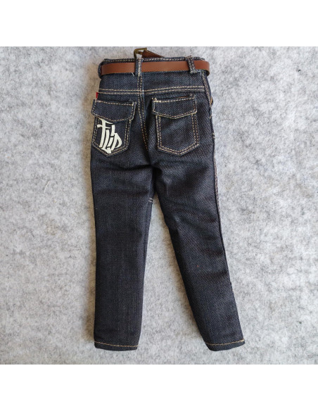 2 Pantalones Jeans Clásicos Azul para Muñeco 1/6 SSbeauty