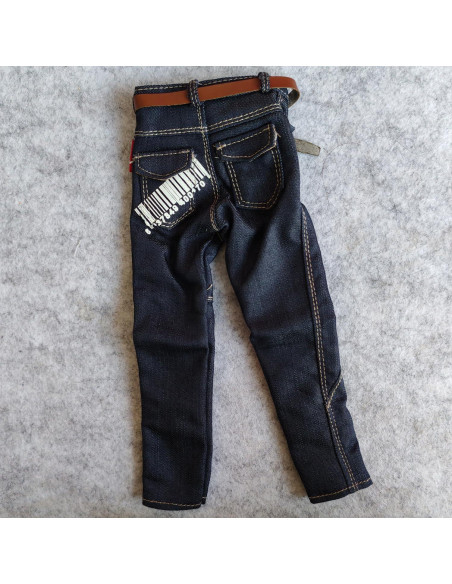 2 Pantalones Jeans Clásicos Azul para Muñeco 1/6 SSbeauty