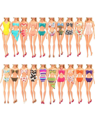 BARWA 5 Trajes de Baño Biquini para Muñeca 30,1 g