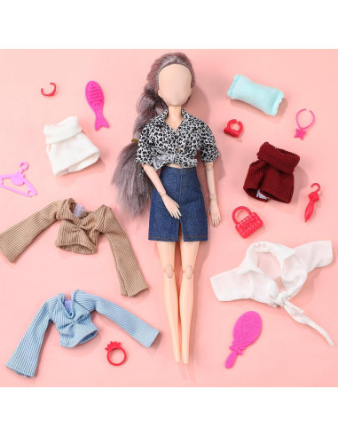 Conjunto Ropa de Muñeca Bencailor 6 Piezas 30 cm Estilo Retro