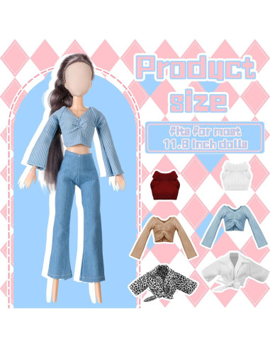 Conjunto Ropa de Muñeca Bencailor 6 Piezas 30 cm Estilo Retro