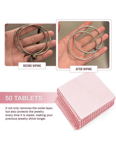 Paños de Limpieza de Joyería Yuntop 50 Piezas 8x8 cm Rosa