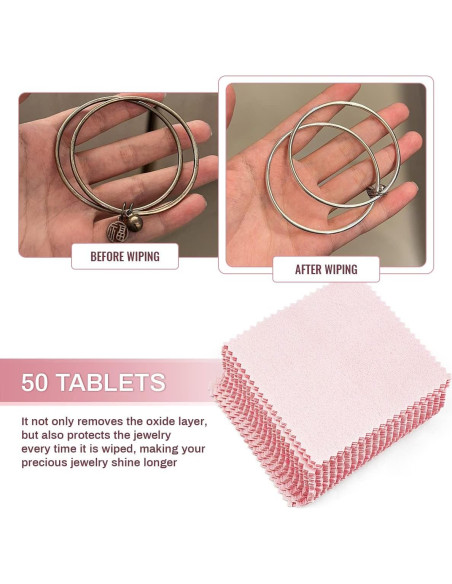 Paños de Limpieza de Joyería Yuntop 50 Piezas 8x8 cm Rosa