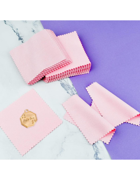 Paños de Limpieza de Joyería Yuntop 50 Piezas 8x8 cm Rosa