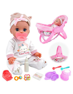 Muñeca Bebé 35 cm SHANTOUSHI con Accesorios y Cuna