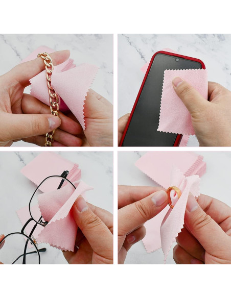 Paños de Limpieza de Joyería Yuntop 50 Piezas 8x8 cm Rosa