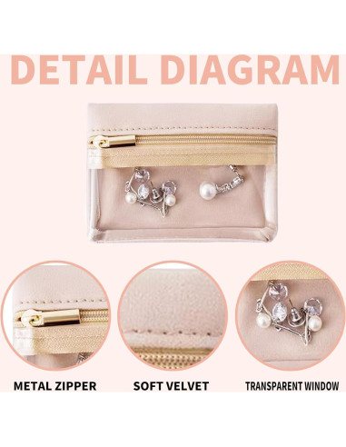 12 Bolsas de Joyería de Viaje XCRUI Terciopelo Beige 11.4x7.9cm