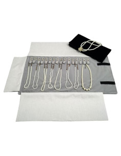 Estuche Organizador de Joyería SCIKHEFT Terciopelo Negro Gris