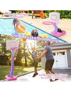 Aro de Baloncesto Jugana Rosa Ajustable con 4 Pelotas 2