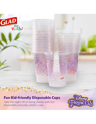 Copas de Plástico Disney Princesa Glad 16oz 36 Pzas