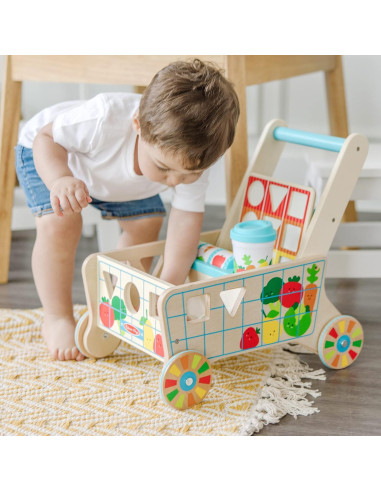 Carrito de Compras de Madera Melissa & Doug - Juguete Educativo 39.4x27.3x38 cm