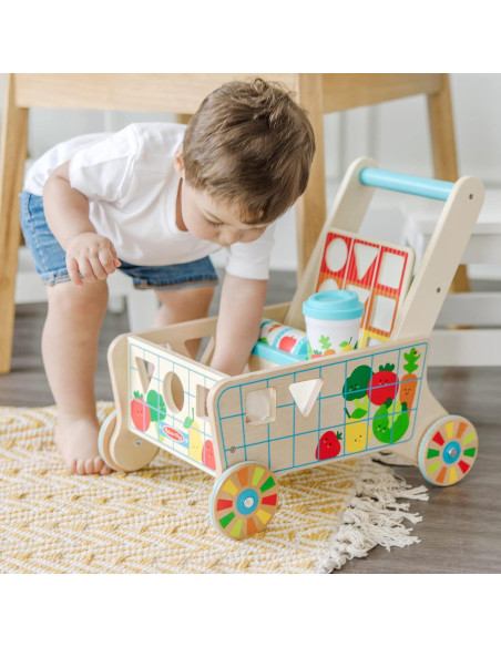Carrito de Compras de Madera Melissa & Doug - Juguete Educativo 39.4x27.3x38 cm